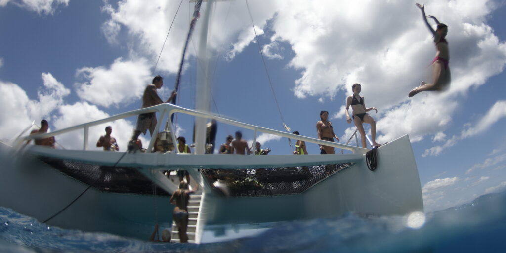 Jumping into the ocean at Turtle Canyon