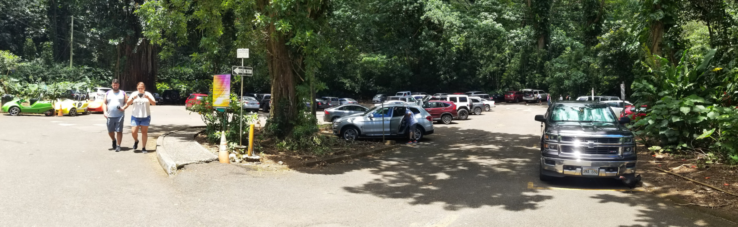 Paradise Park parking lot in Oahu, Hawaii